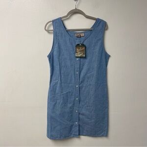 NWT Vintage Woolrich‎ Sleeveless Button Down Chambray Dress Pockets Extra Large